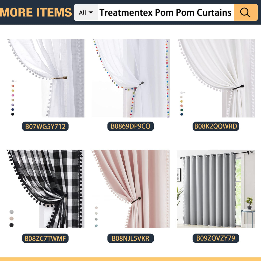 Pompom Blackout Curtains Pink Girls 84 inch Energy Efficient Thermal Insulated Living Room Darkening Curtain Panels