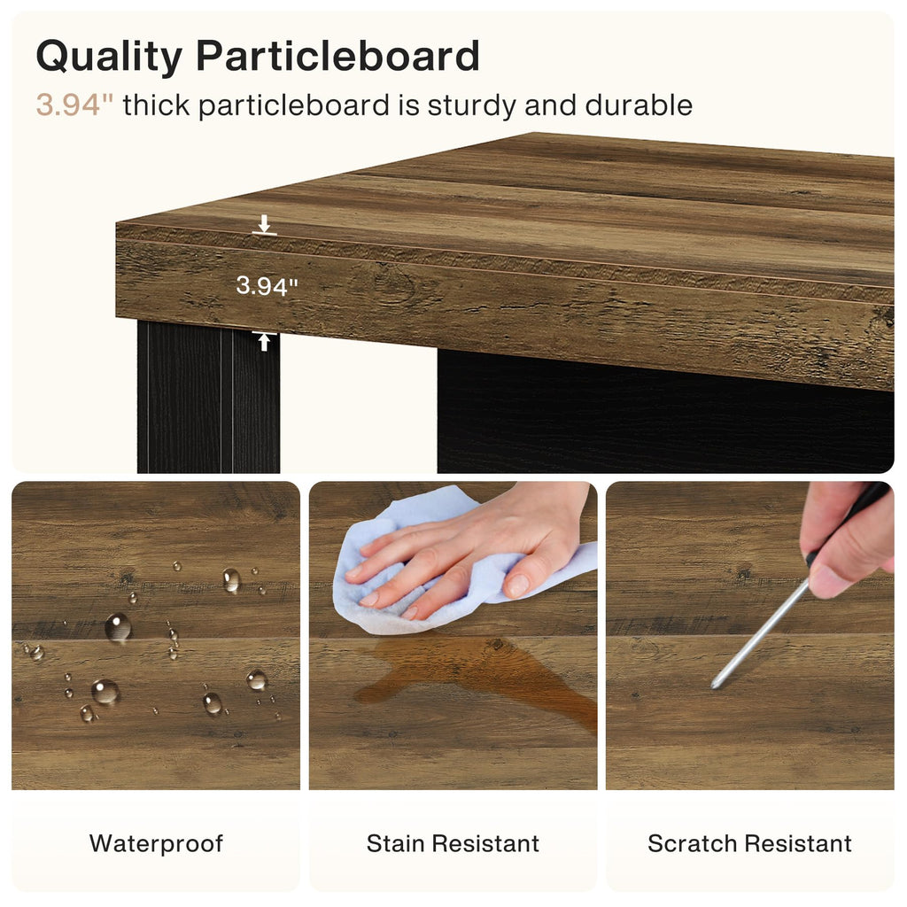 Rectangular Bar Table, High Top Pub Table with 3 Shelves