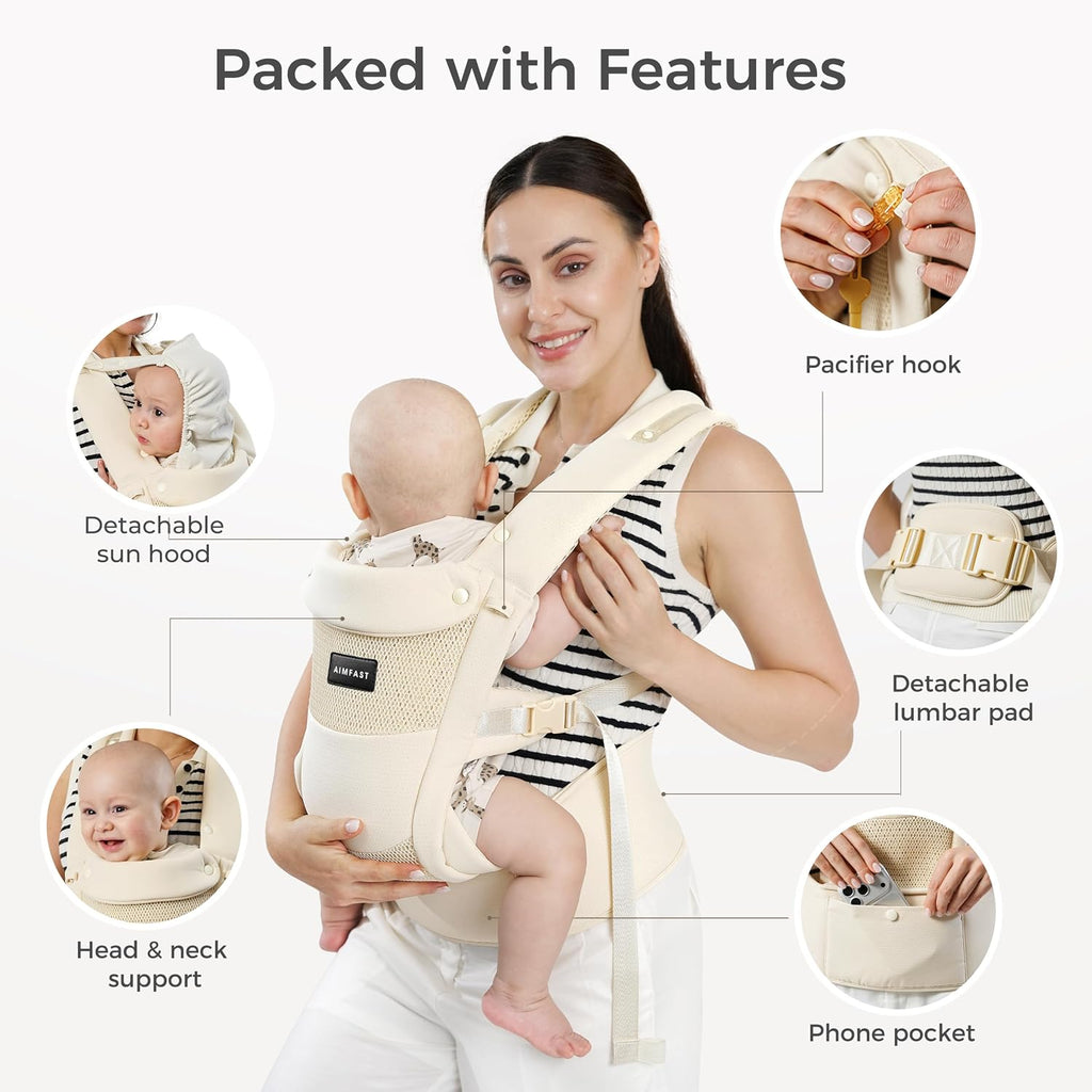 Breeze Baby Carrier, Breathable 3D Air Mesh, Ergonomic Hip-Healthy Baby Carrier with M-Cloud, Plus Size
