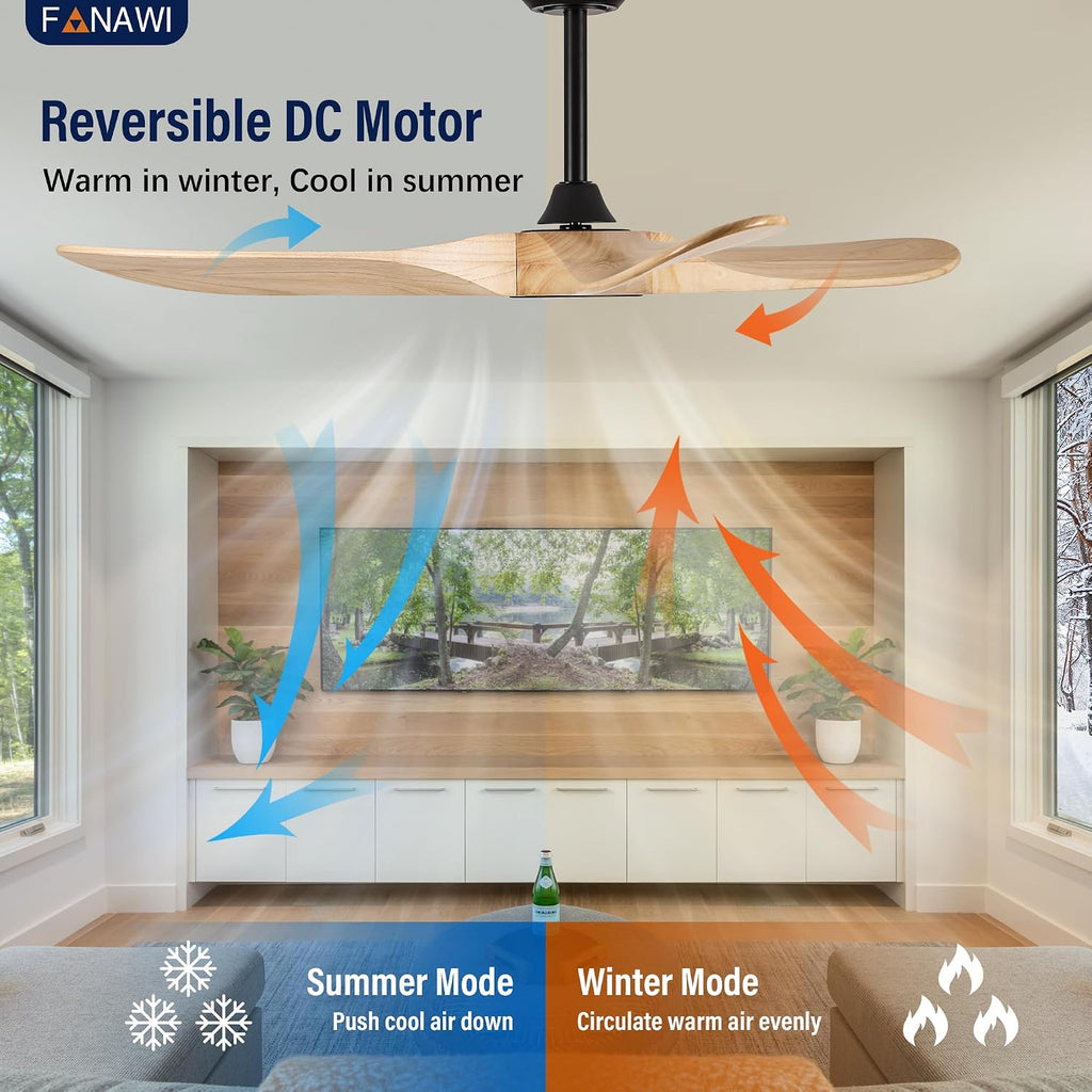Inspired Maverick Style 52" wood ceiling fan, Matte Black