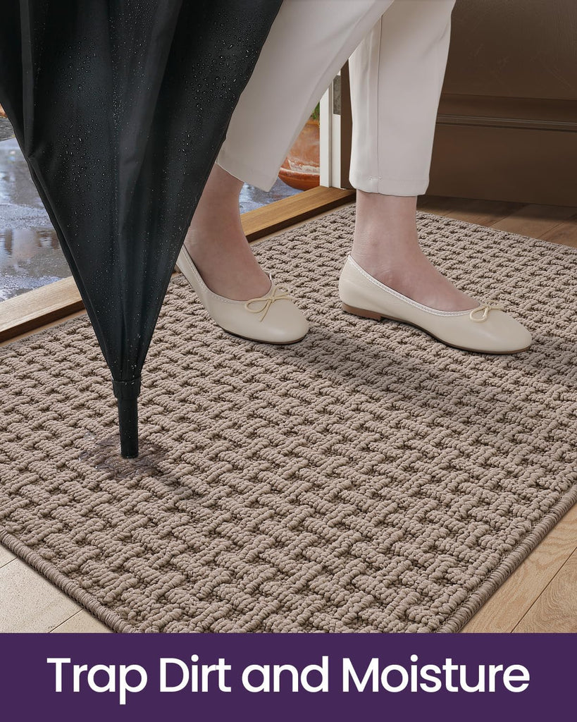 Washable Door Mat Indoor Entrance 24x36, Entryway Doormats, Beige | Low Profile, Dirt-Trapping & Absorbent, Non Slip