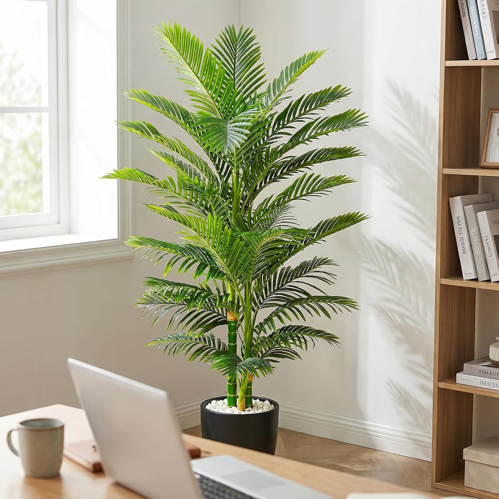 Artificial Palm Tree Indoor Plant (Black, 6FT)