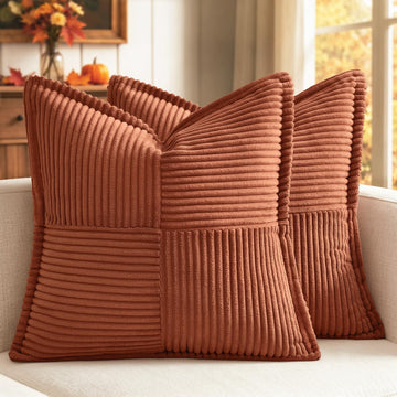 Fall Rust Decorative Throw Pillow Covers for Couch 20x20 Inch