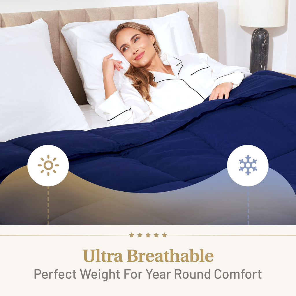 Luxury Dark Blue Comforter | Navy Blue Duvet | Premium Bedding | Down Alternative Duvet Insert | Machine Washable