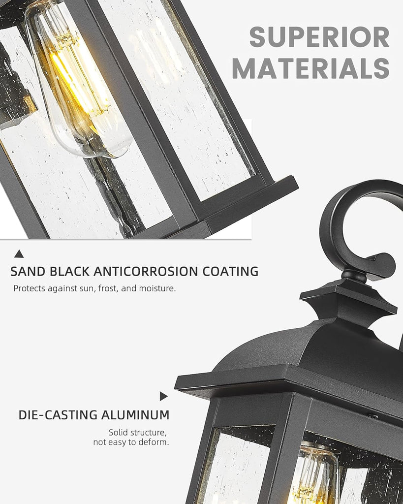 Exterior Wall Sconce, 2 Packs Outdoor Waterproof Wall Lights Fixture, E26 Socket Wall Lantern for Porch