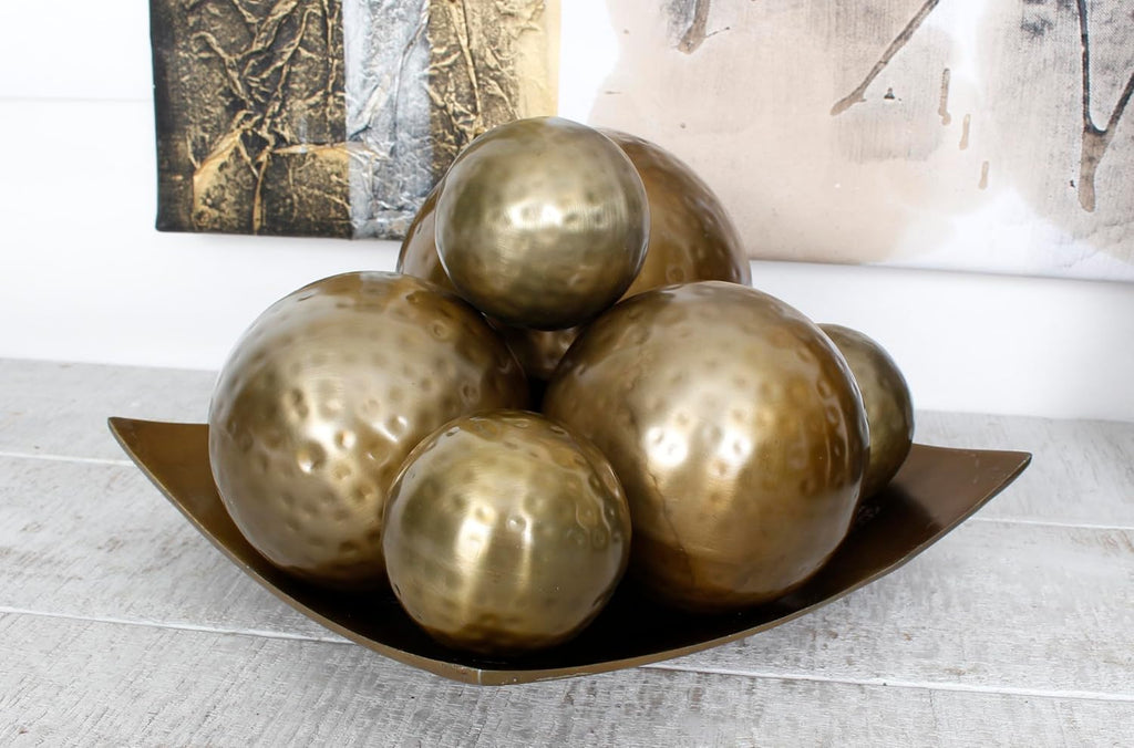 Decorative Balls, Orbs, Spheres Pieces 2.75 inch Bowl/Vase Filler Antique Brass - Set of 6