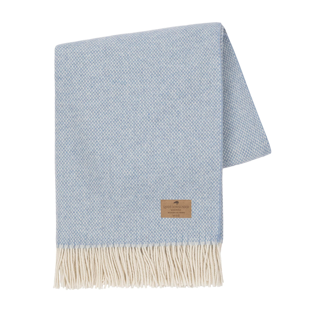 Light Blue Juno Cashmere Blend Throw - Made in Italy - 51" W x 67" L - Luxurious Cashmere Blend Throw in Neutral
