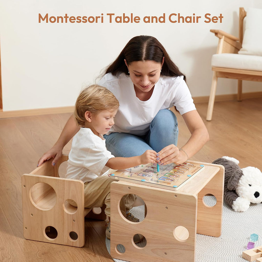 Weaning Table and Chair Set, Adjustable Toddler Furniture to 1-3