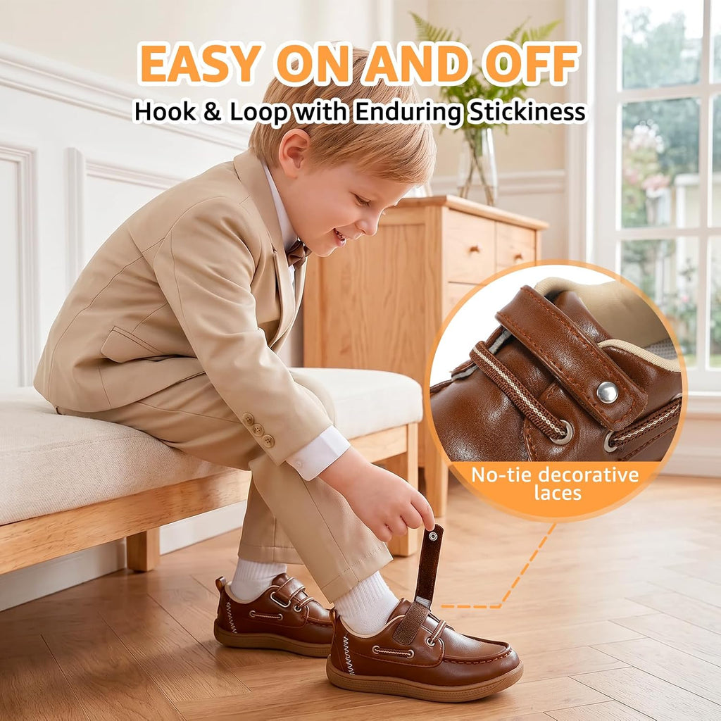 Toddler Dress Shoes Boys Wide Toe Box Loafers Boat for School Church