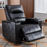 ANJ Power Recliner Chair with USB Ports, Faux Leather Home Theater Seating with Swivel Tray Table