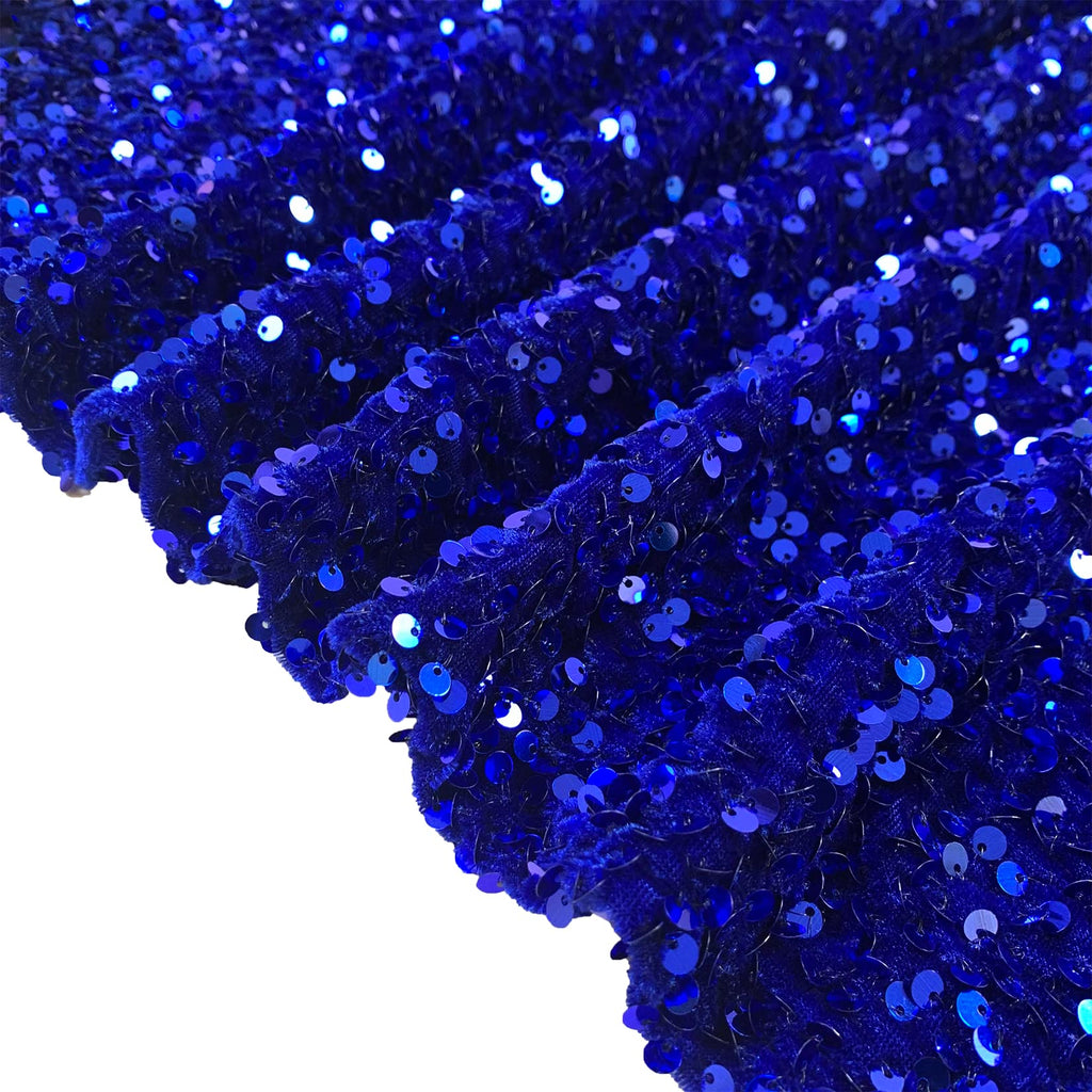 5 Yards Sequin Fabric by The Yard Royal Blue Velvet Fabric for Prom Dress Glitter Linen Fabric for Craft Cloths