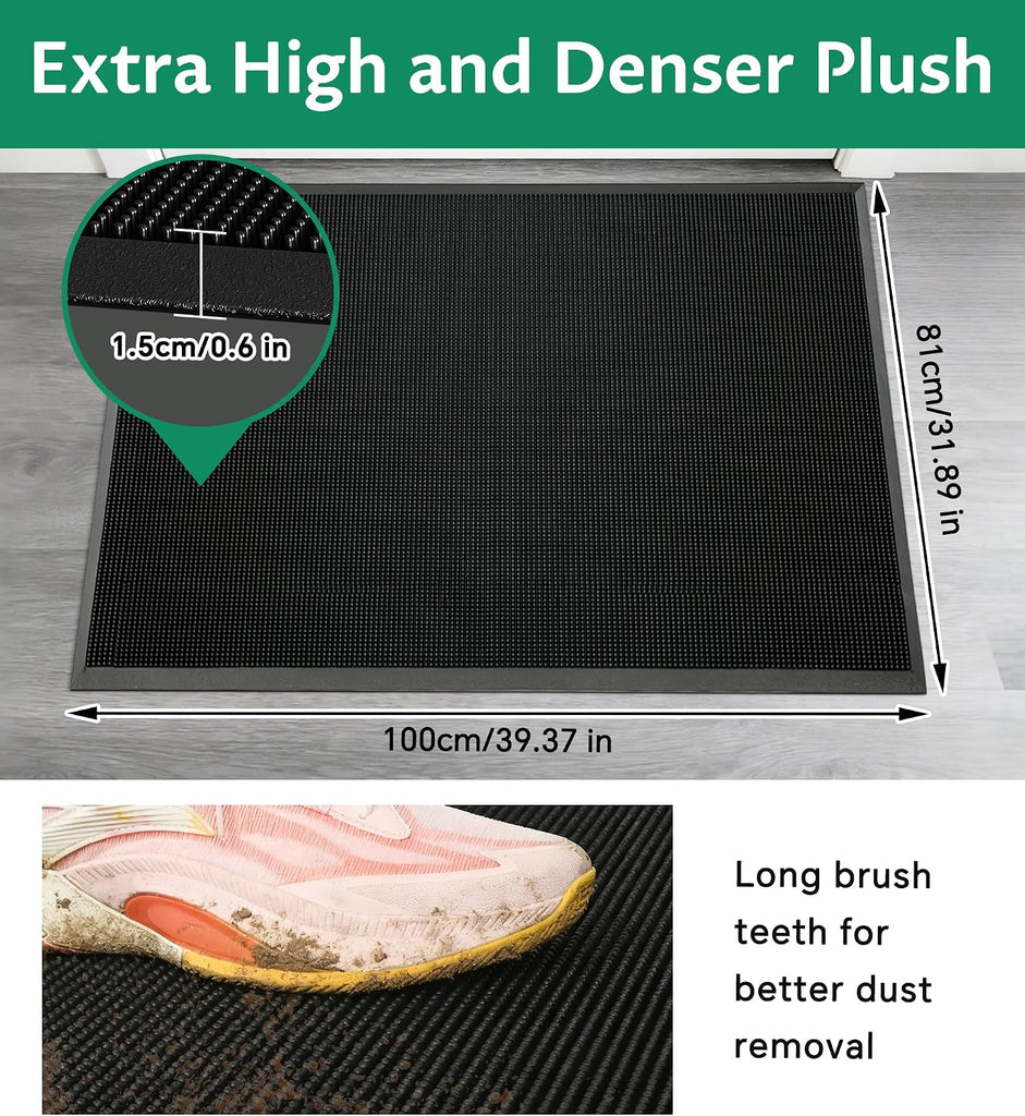 Outdoor Entrance Front Doormat, 32x39 Rubber Heavy Duty Mat | Dirt Trapping, Non-Slip, Waterproof, Low-Profile