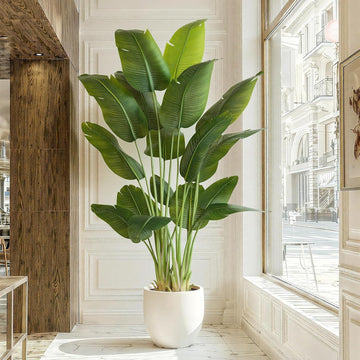 Bird of Paradise Plant 7.5Ft Tall Fake Tropical Palm Tree Large Fake Plants with 18 Silk Banana Leaves Faux Plant