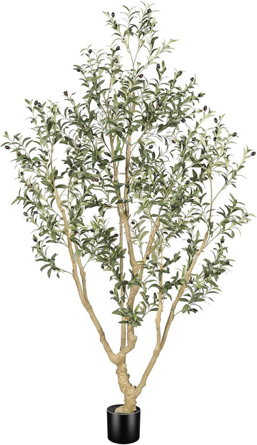 Faux Olive Tree 7ft with Large Olive Branches and Lifelike Fruits