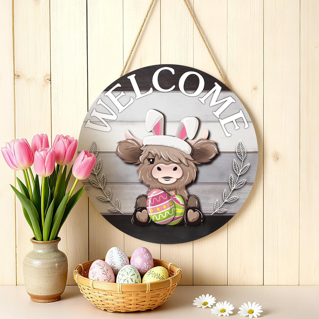 35 Pcs Fall Interchangeable Highland Cow Welcome Sign, Dark Gray