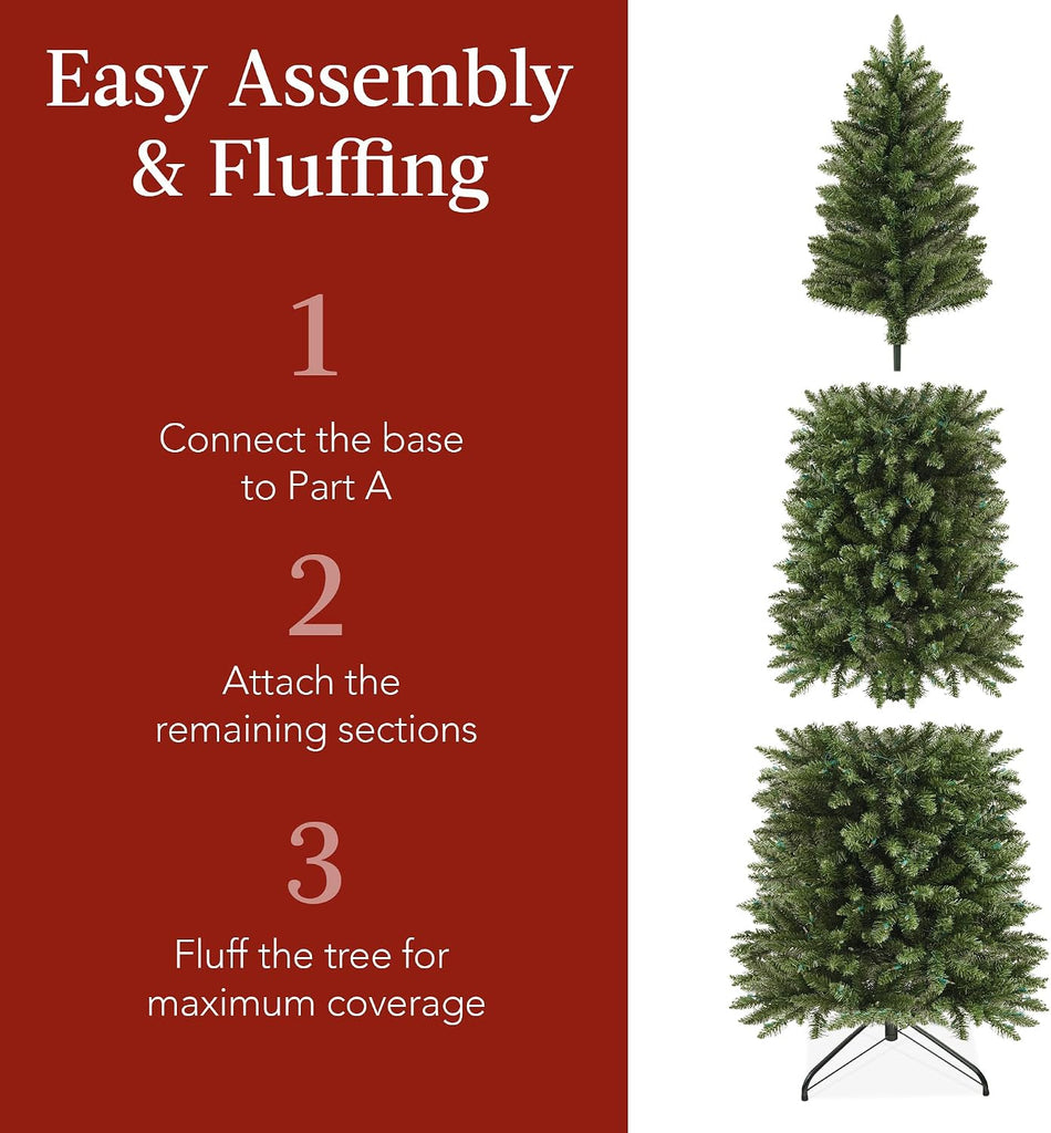 Unlit Pencil Christmas Tree, Premium Artificial Tree, Realistic Spruce Holiday Decor w/ 1,075 Branch Tips