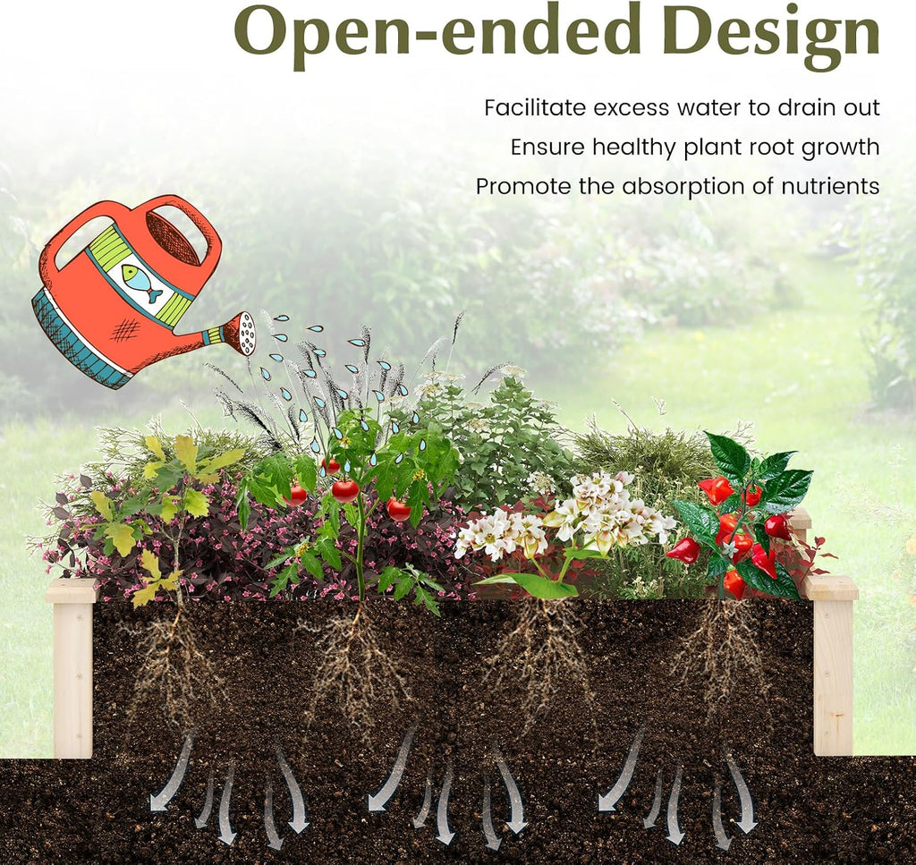 Wooden Raised Garden Bed, Rectangular Planter Box for Vegetables, Fruits, Flowers, Herbs, 48" Lx24 Wx10 H Outdoor