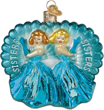 Sisters Sisters Glass Blown Ornament, Handcrafted Holiday Decoration, Family Collection