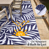 Waterproof Outdoor Rug 9x12 ft, Reversible Outdoor Plastic Straw Rug with Leaf Pattern, RV Mat, Indo