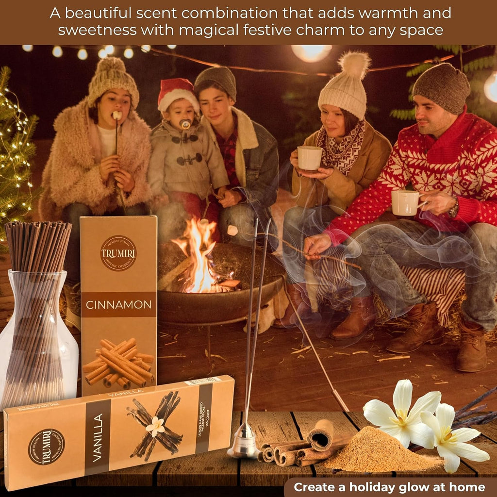 Cinnamon & Vanilla - Combo Pack of Incense Sticks - 100 Insence-Sticks of Each Scent - Total 200 Inscents - Inciensos - Set of 200
