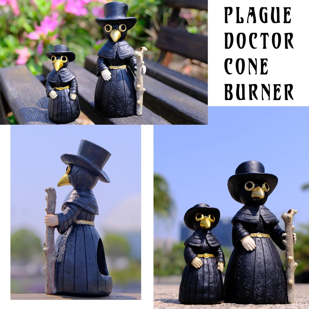 Plague Doctor Incense Holder 2027 Upgrade, Cone Burner Eyes Will Smoke - Set of 100