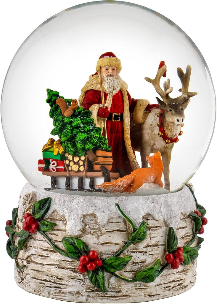 120MM Musical Santa w/Reindeer Snow Globe by San Francisco Music Box Company
