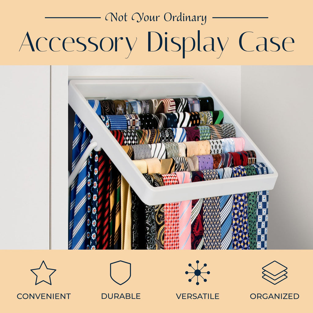 Wall Mounted Tie Rack and Scarf Organizer with 5 Belt Hooks