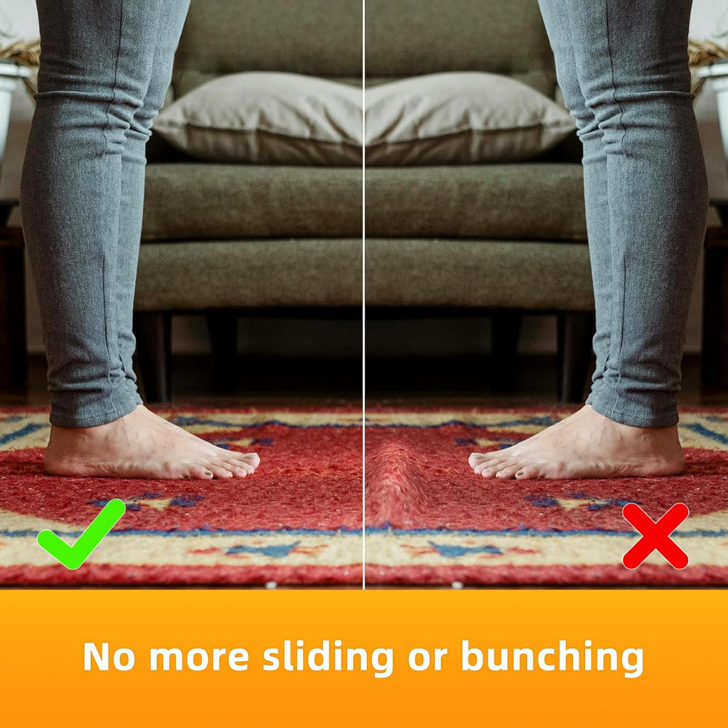 Non Slip Rug Pads Premium PVC Prevents Carpet Slippage Large Size Rug pad Easy Cut-to-Size Perfectly Fits Wood Floors - Set of 8