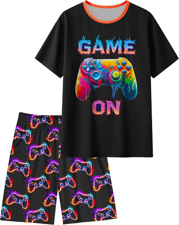 Boys 2 Piece Pajamas, Kids Short Summer Sleepwear Set, Boys Cozy Short Sleeves and Shorts PJs
