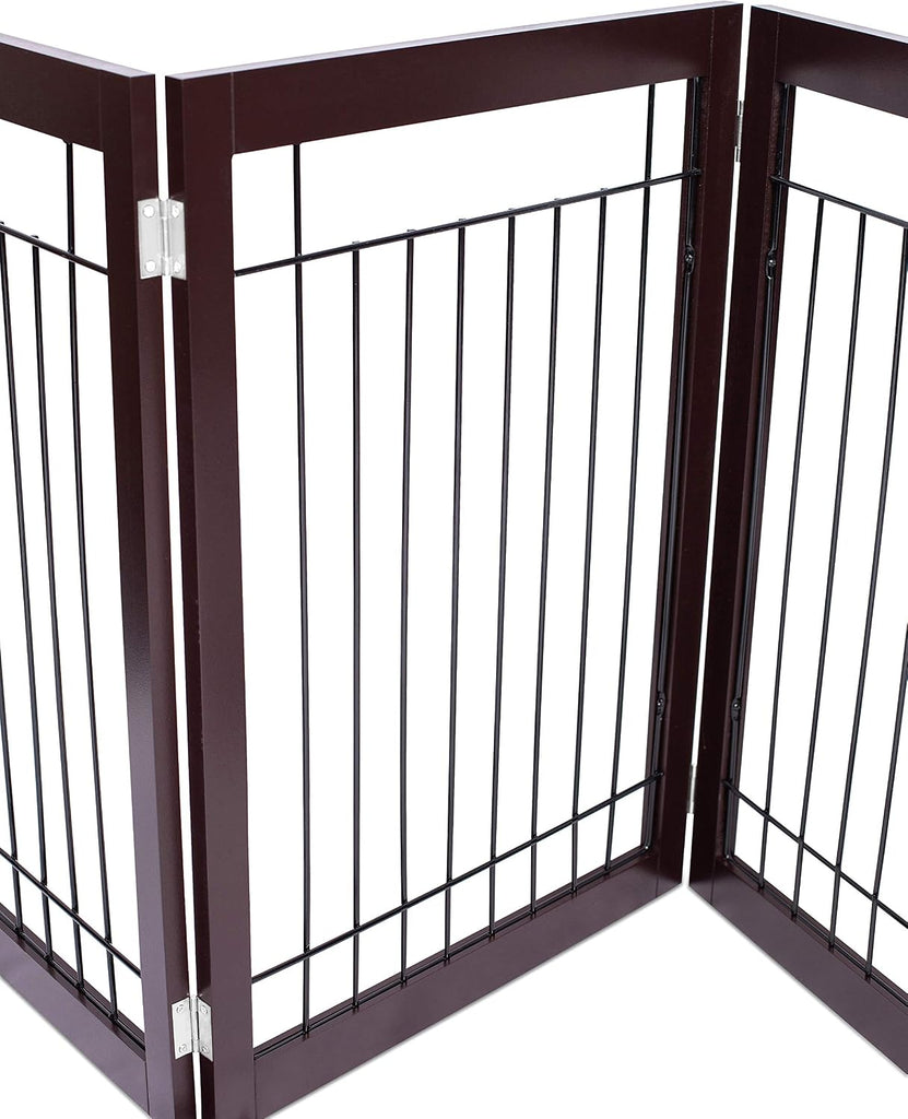 Traditional Wire Dog Gate - 4 Panel - 30" Tall - Espresso