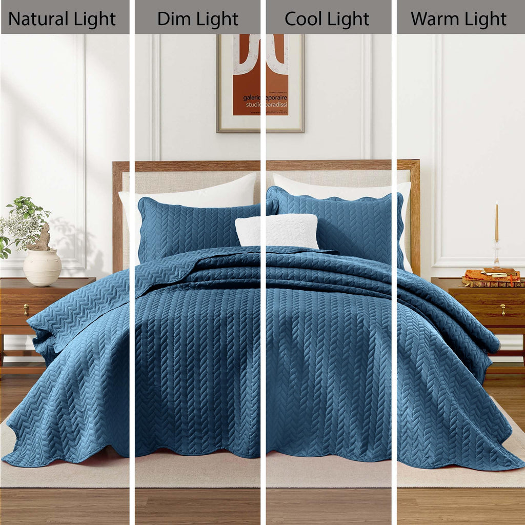 Quilt Sets Washed Blue, 3 Pieces