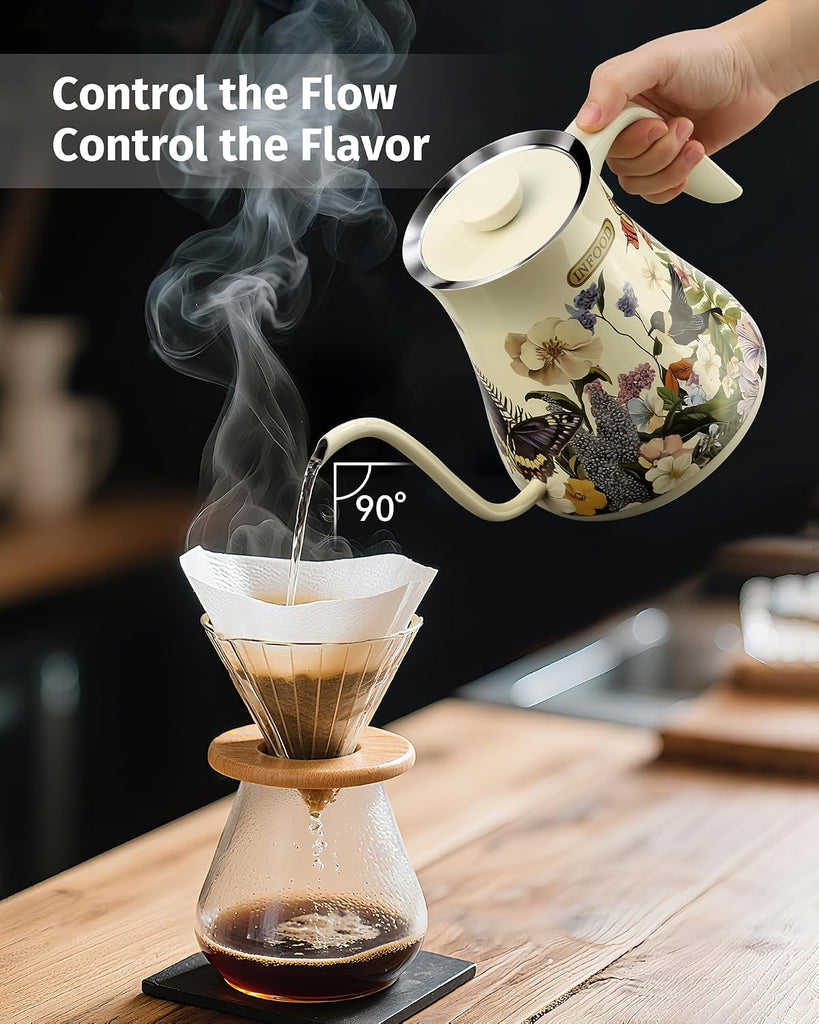 0.8L Gooseneck Electric Kettle, Precise Temperature Control for Pour Over Coffee & Tea, 1200W Fast Boiling Water