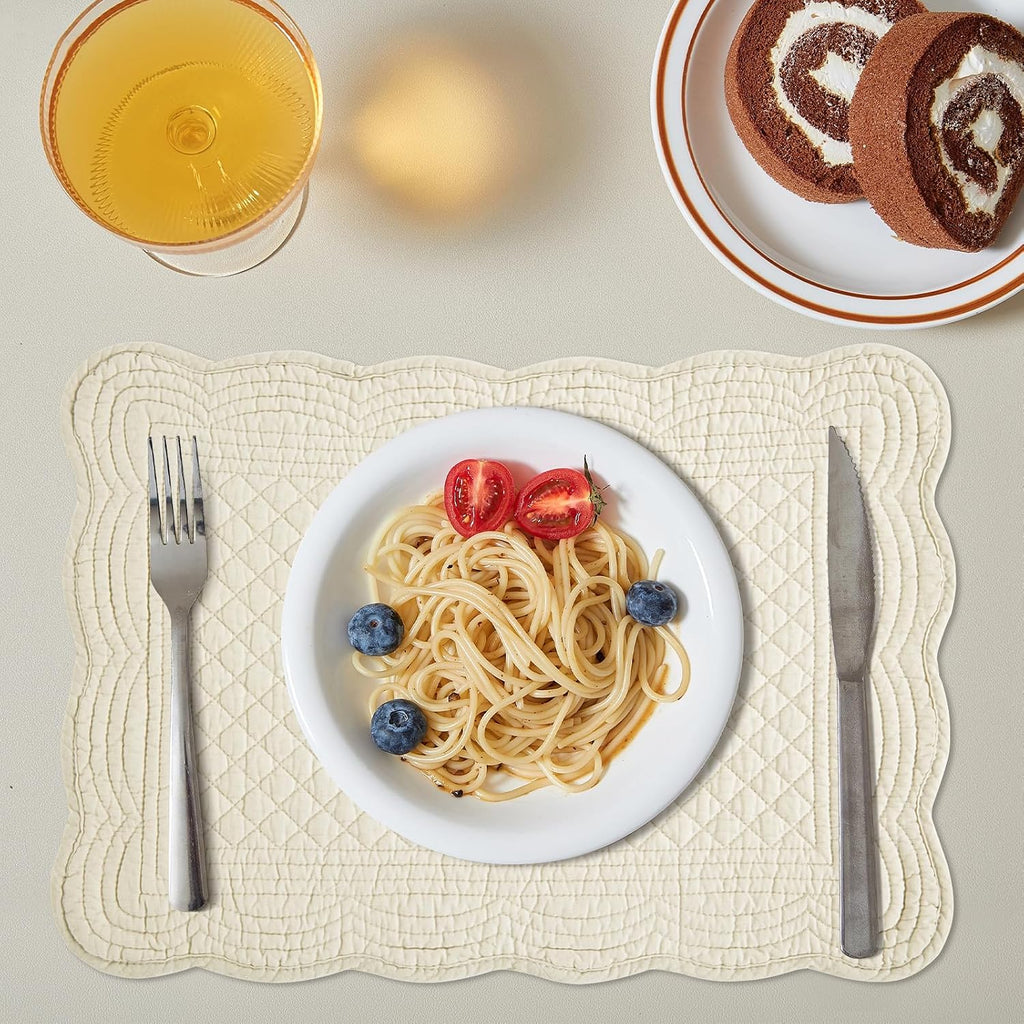 Quilted Placemats Washable-13x18 inches Rectangular Placemats Table-100% Cotton Fabric Rectangular Table - Set of 6