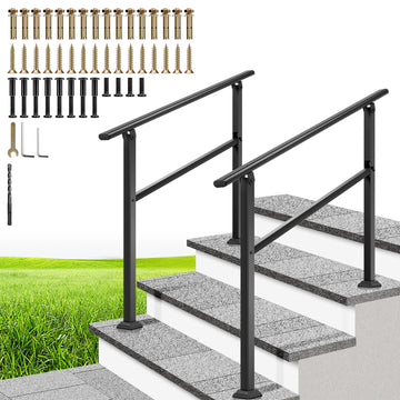 3 Step Hand Rails for Outdoor Steps, Straight Oval Handrail