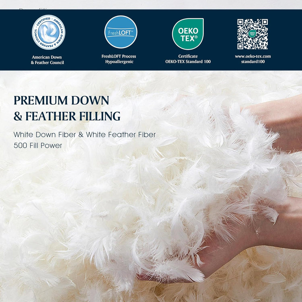 Down Fiber Comforter Twin-All Season Duvet Insert, Luxury Fluffy Bed Comforter 100% Cotton 300 Threa
