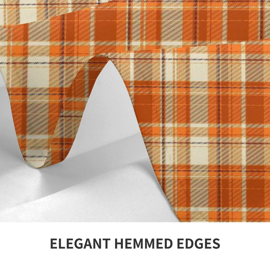 Checkered Fall Tablecloth Rectangle 60x104 Inch, Burnt Orange Retro Plaid Table Cloth, Stain Resistance Polyester