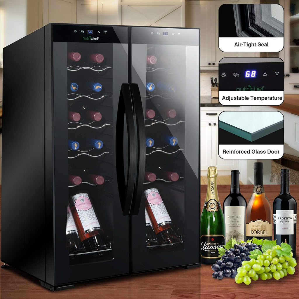 24 Bottle Wine Fridge | Dual Zone Wine Chiller | Adjustable Temperature 41°F to 