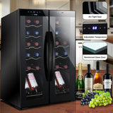 24 Bottle Wine Fridge | Dual Zone Wine Chiller | Adjustable Temperature 41°F to 