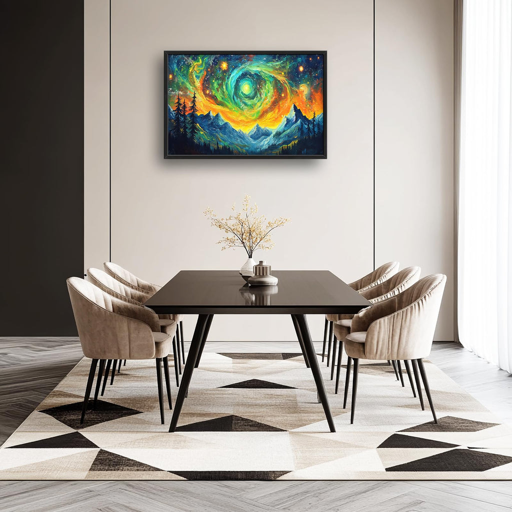 Abstract Mountain Large Wall Art Starry Night Framed Wall Decor Forest Landscape Canvas Pictures Painting Bedroom