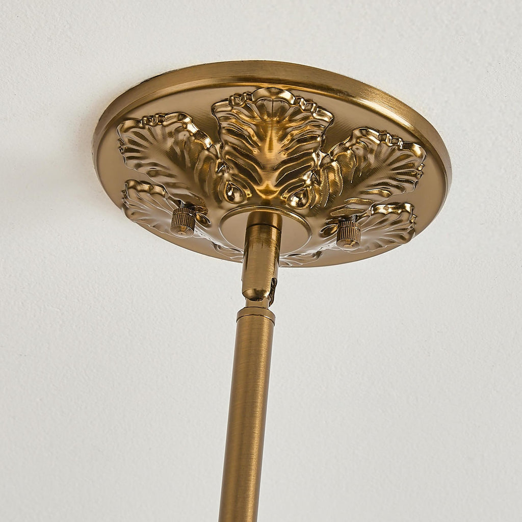 Milk Glass Ceiling Light Fixture, 9.8" Vintage Semi Flush Mount Pendant Light with Antique Brass Finish, Schoolhouse