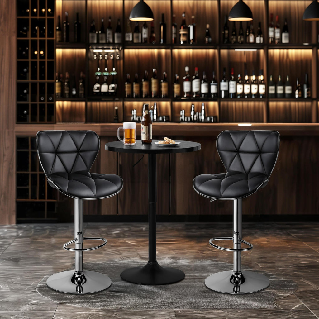 Round Bar Table Set of 2, Adjustable 27.5-36" Height, Full Black