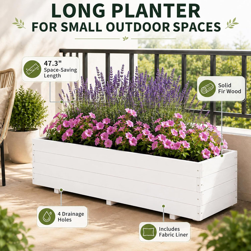 Fir Wood Raised Garden Bed Rectangular Planter for Outdoor Tomato Planter | For Herbs & Flowers Garden Includes