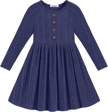 Toddler Girls Sweater Long Sleeve Knit Fall Winter Dresses