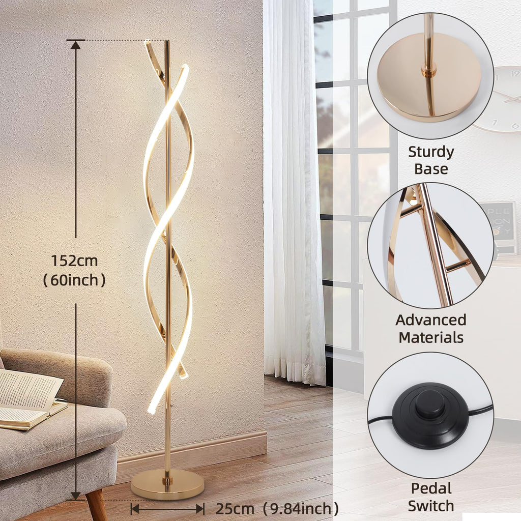 40W LED Floor Lamp Remote Control Dimmable Spiral Floor Lamp Indoor Tall Lamp Floor Lamps s Family Rooms Bedrooms