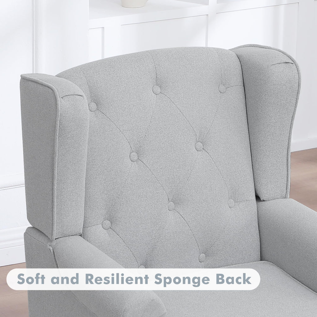 Accent Chair, Mid Century Modern Upholstered Armchair, Wingback Chair with Tufted High Back and Solid Legs, Comfy