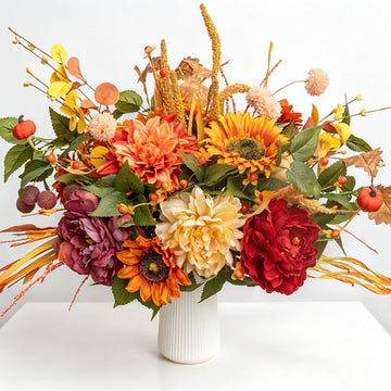 Fall Centerpiece for Table Fall Artificial Flower Arrangement with Vase