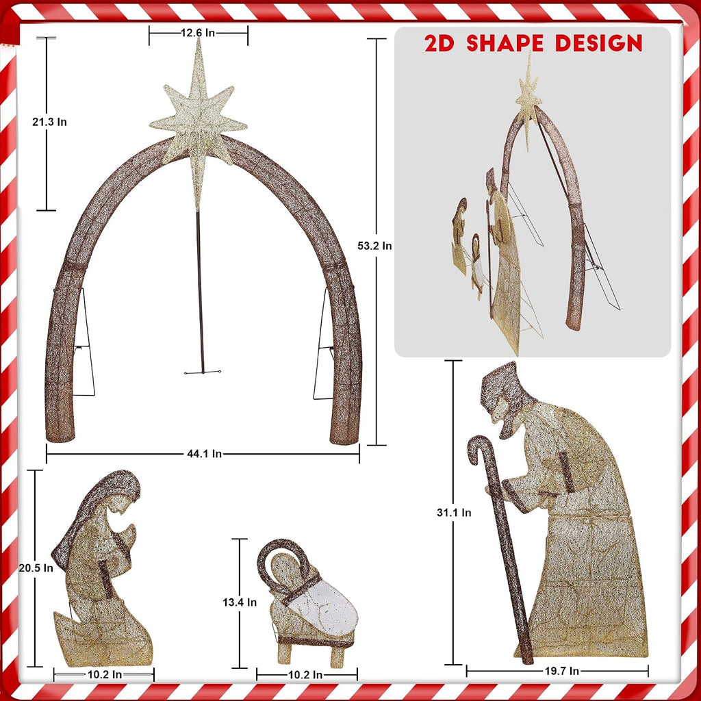 4.5FT Christmas Outdoor Decorations, Lighted Outdoor Nativity Set with 115 LED Lights, Holy Family Nativity Scene