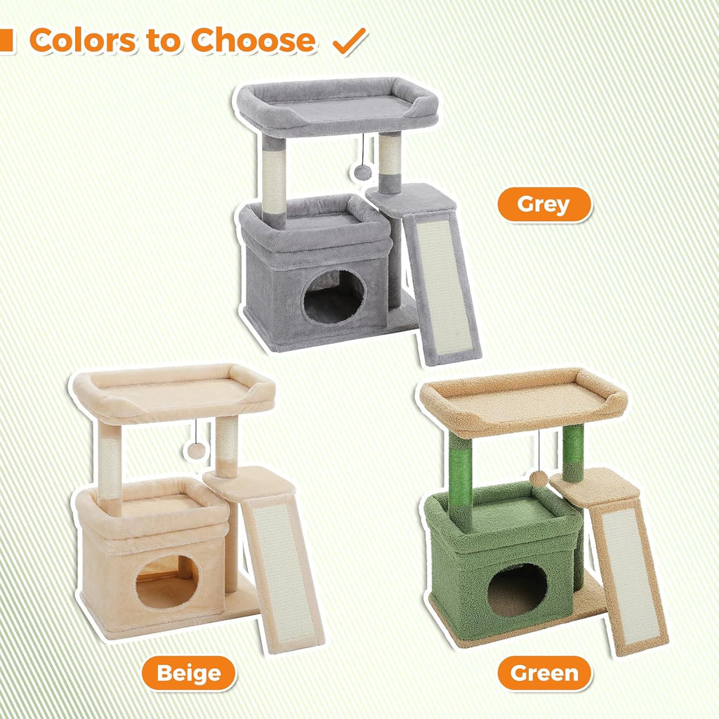 Cat Tree for Small Medium Cats, Green Cat Tower for Indoor Cats