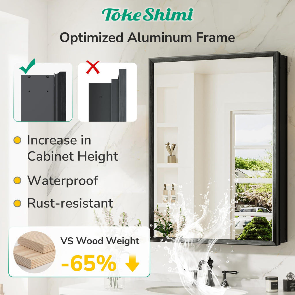 24 x 32 Black Medicine Cabinet with Mirror, Assembly Required, Bathroom Mirror Medicine Cabinet Wall Mounted