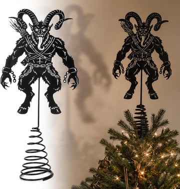 7.9" Metal Krampus Christmas Tree Topper, Gothic Krampus Tree Decor - Set of 2